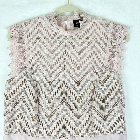 Bardot Imogen Lace Midi Dress Size 10 Pale Blush Cocktail Wedding Guest - Picture 6 of 12